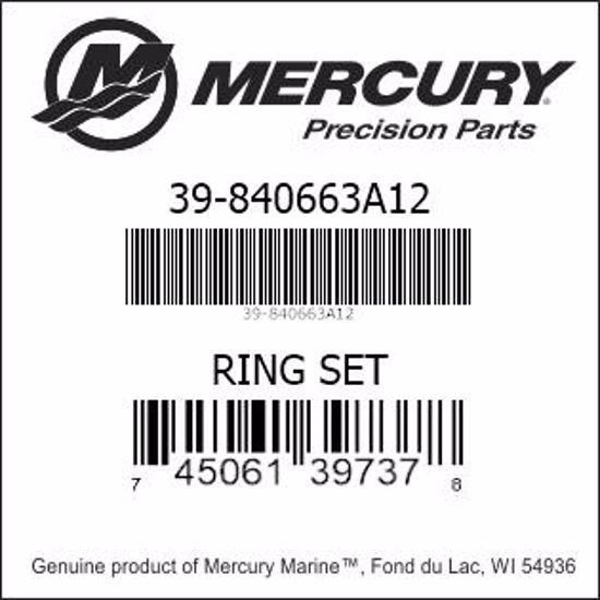 Bar codes for Mercury Marine part number 39-840663A12