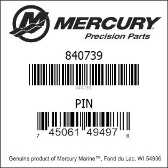 Bar codes for Mercury Marine part number 840739