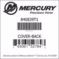 Bar codes for Mercury Marine part number 840839T1