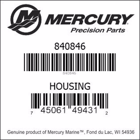Bar codes for Mercury Marine part number 840846