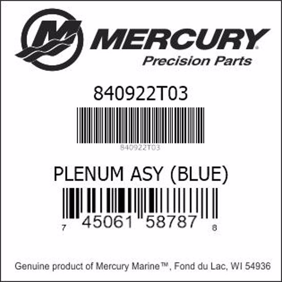 Bar codes for Mercury Marine part number 840922T03