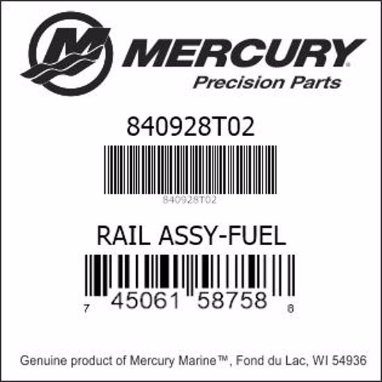 Bar codes for Mercury Marine part number 840928T02