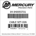 Bar codes for Mercury Marine part number 84-840955T01