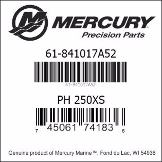 Bar codes for Mercury Marine part number 61-841017A52
