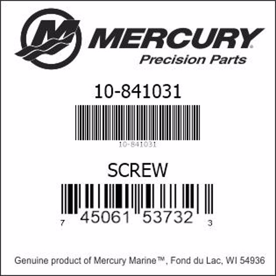Bar codes for Mercury Marine part number 10-841031