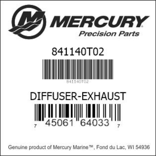 Bar codes for Mercury Marine part number 841140T02