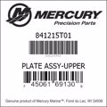 Bar codes for Mercury Marine part number 841215T01