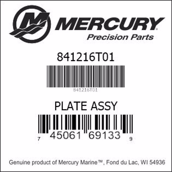 Bar codes for Mercury Marine part number 841216T01