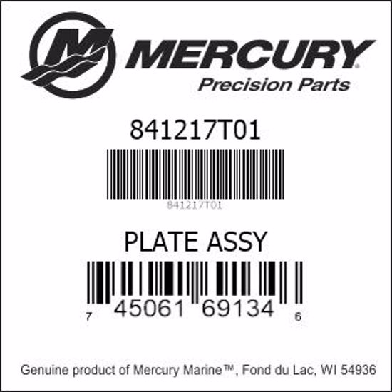 Bar codes for Mercury Marine part number 841217T01