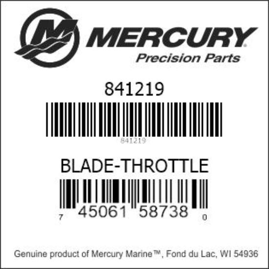 Bar codes for Mercury Marine part number 841219