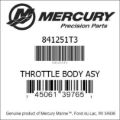 Bar codes for Mercury Marine part number 841251T3