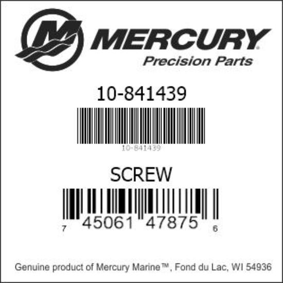 Bar codes for Mercury Marine part number 10-841439