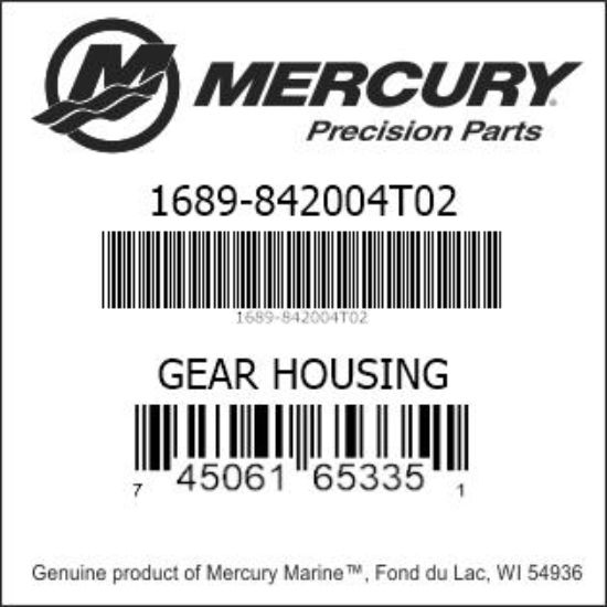 Bar codes for Mercury Marine part number 1689-842004T02