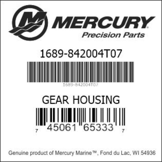 Bar codes for Mercury Marine part number 1689-842004T07