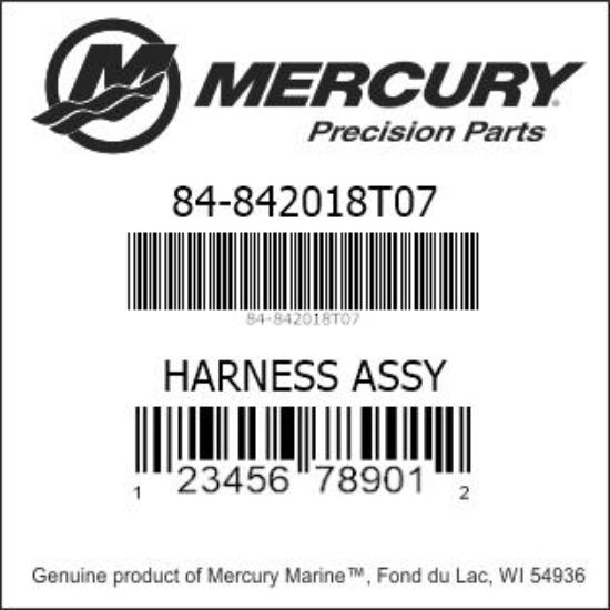 Bar codes for Mercury Marine part number 84-842018T07