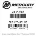 Bar codes for Mercury Marine part number 23-842402