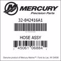 Bar codes for Mercury Marine part number 32-842416A1