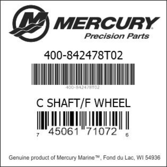 Bar codes for Mercury Marine part number 400-842478T02