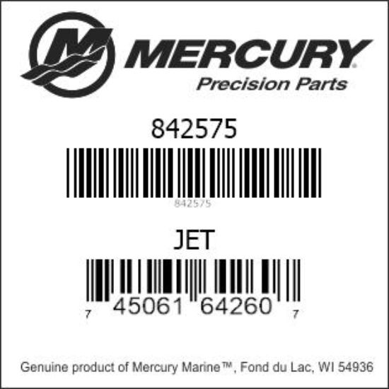Bar codes for Mercury Marine part number 842575