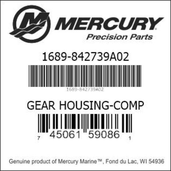 Bar codes for Mercury Marine part number 1689-842739A02