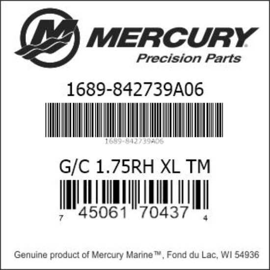 Bar codes for Mercury Marine part number 1689-842739A06