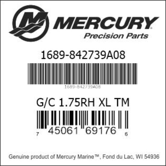 Bar codes for Mercury Marine part number 1689-842739A08