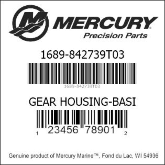 Bar codes for Mercury Marine part number 1689-842739T03