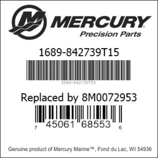 Bar codes for Mercury Marine part number 1689-842739T15