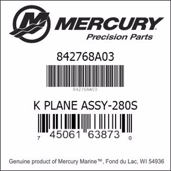 Bar codes for Mercury Marine part number 842768A03