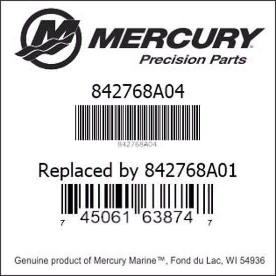 Bar codes for Mercury Marine part number 842768A04