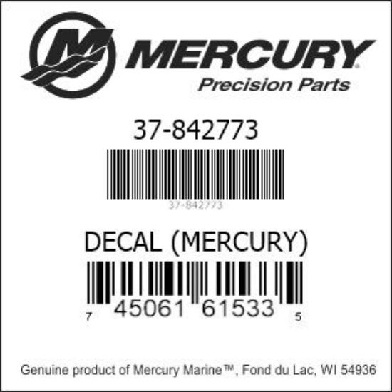 Bar codes for Mercury Marine part number 37-842773