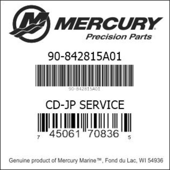Bar codes for Mercury Marine part number 90-842815A01