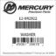 Mercury Marine part number 12-842922 WASHER Bar codes for Mercury Marine part number 12-842922