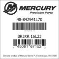 Bar codes for Mercury Marine part number 48-842941L70