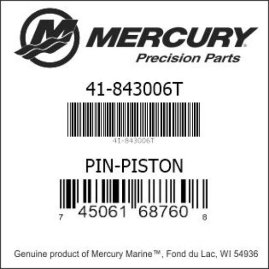Bar codes for Mercury Marine part number 41-843006T