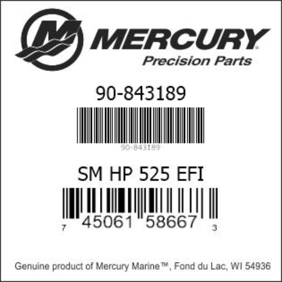 Bar codes for Mercury Marine part number 90-843189