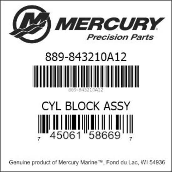 Bar codes for Mercury Marine part number 889-843210A12