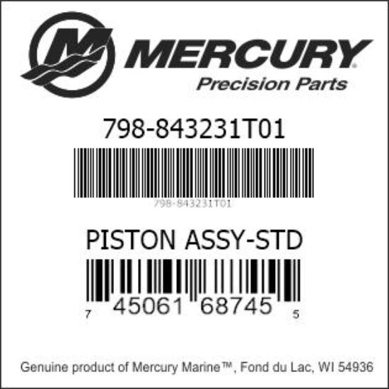Bar codes for Mercury Marine part number 798-843231T01