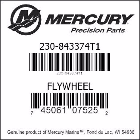 Bar codes for Mercury Marine part number 230-843374T1