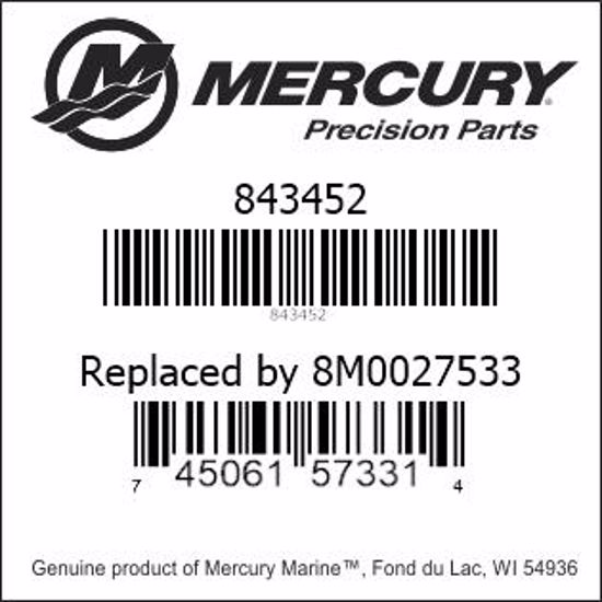 Bar codes for Mercury Marine part number 843452