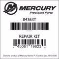 Bar codes for Mercury Marine part number 84363T