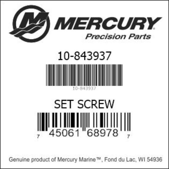 Bar codes for Mercury Marine part number 10-843937