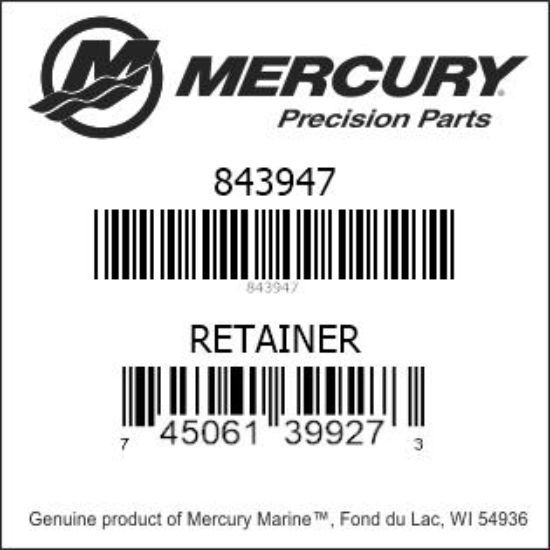 Bar codes for Mercury Marine part number 843947