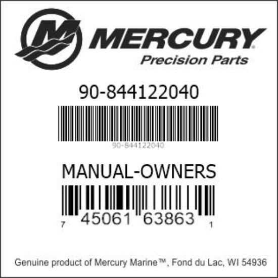 Bar codes for Mercury Marine part number 90-844122040
