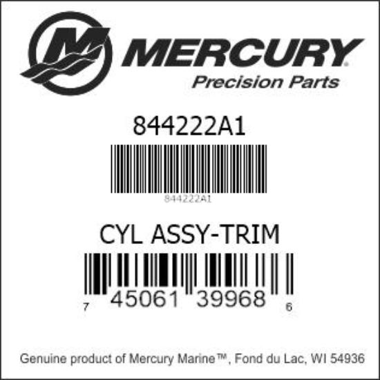 Bar codes for Mercury Marine part number 844222A1