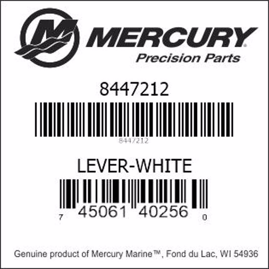 Bar codes for Mercury Marine part number 8447212