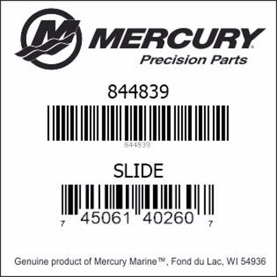 Bar codes for Mercury Marine part number 844839
