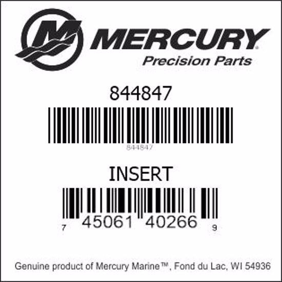 Bar codes for Mercury Marine part number 844847