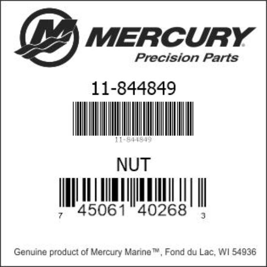 Bar codes for Mercury Marine part number 11-844849