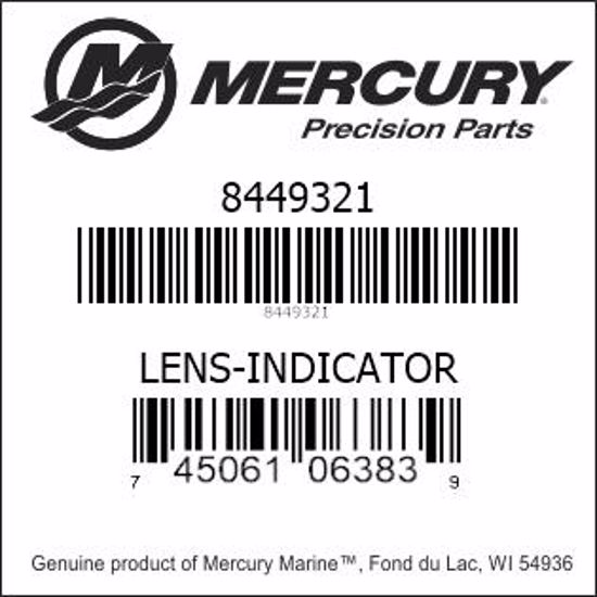 Bar codes for Mercury Marine part number 8449321